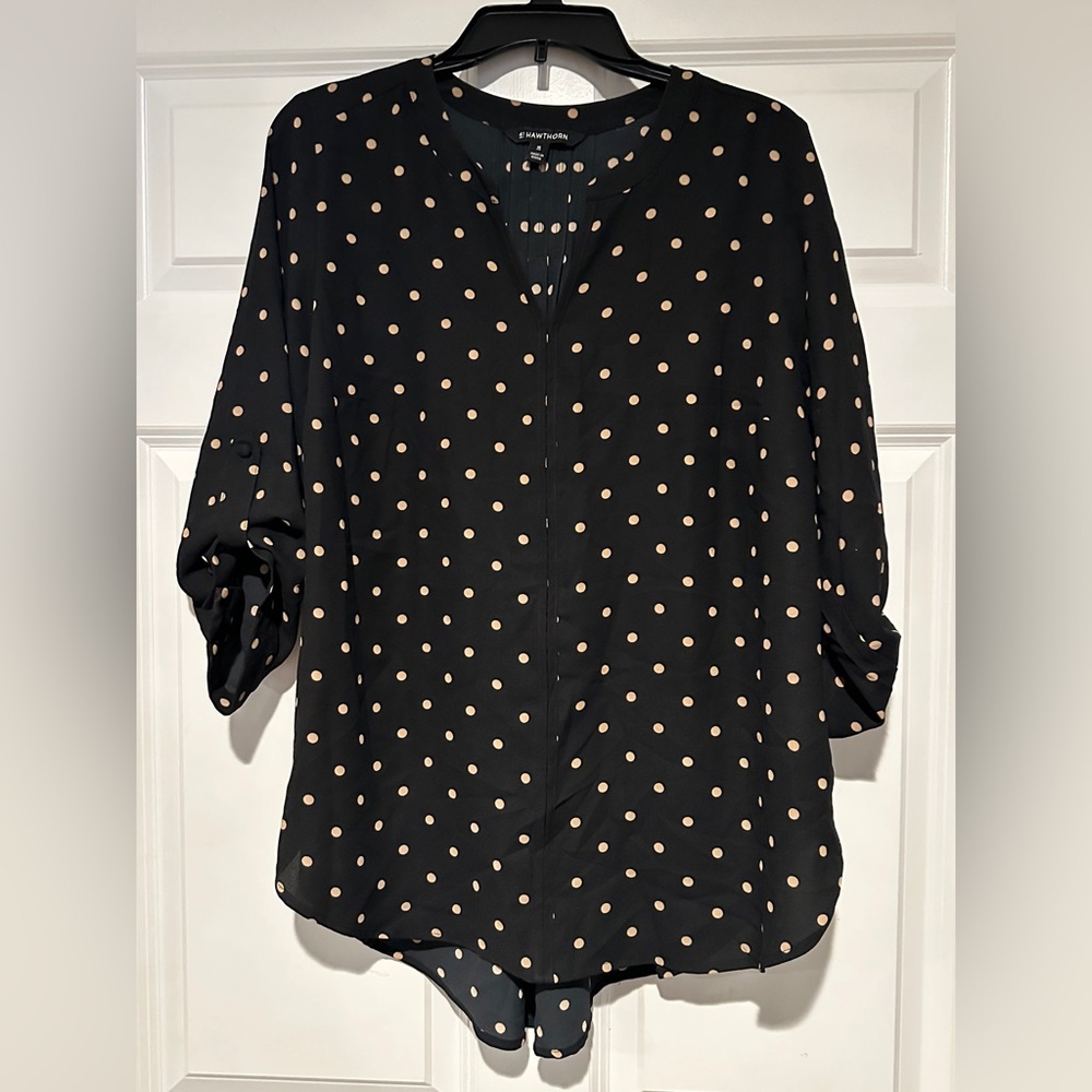 41 Hawthorn Black with Gold Polka Dots Blouse (Stitch Fix)